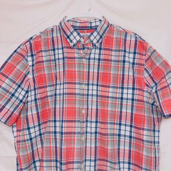 Men's Croft & Borrow Multicolor Plaid Short Sleeve East Care Button Up Shirt XL - Picture 4 of 7